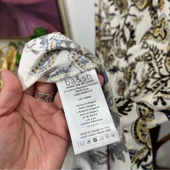 New Ba&Sh Volver Floral Paisley Print V-Neck Dress With 3/4 Sleeves XS - Picture 8 of 11